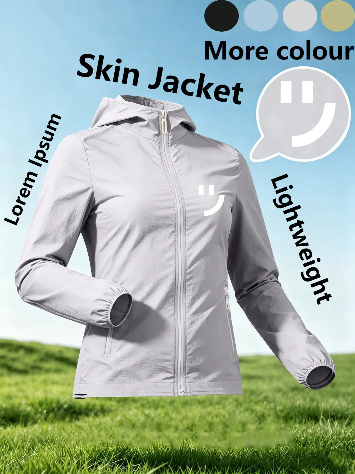 Women's Hooded Sun Protection Skin Jacket With Minimalist Smiley Face Print Lightweight Breathable Windbreaker Loose Slim Fit Multiple Colors Versatile Daily Commute Travel Outdoor Casual Sun Protective Coat Jacket Plus Size For Women