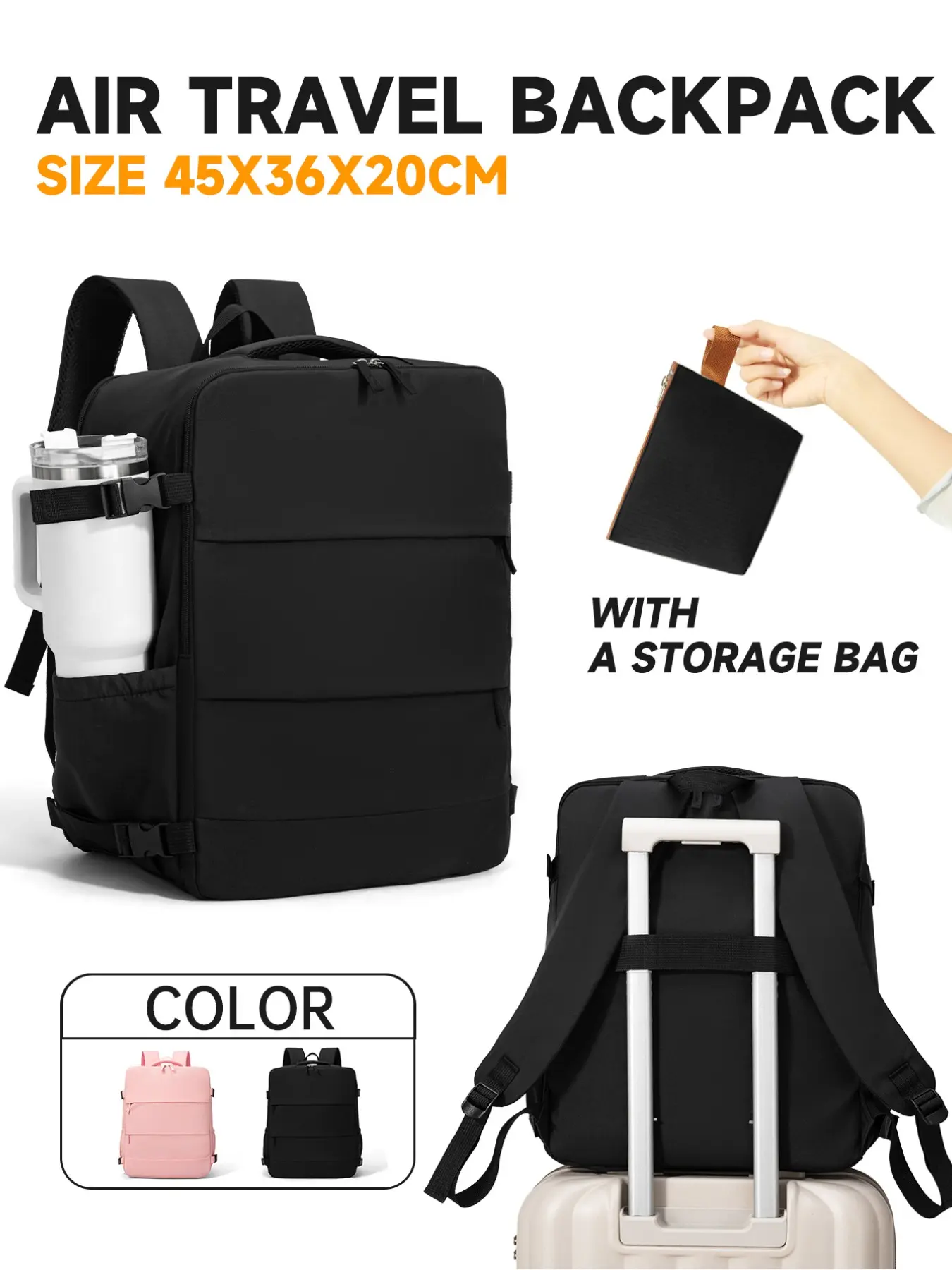 45*30*20 EasyJet cabin bag, Travel essentials bag, Unisex Travel Backpack, Airline-Approved Carry-On Luggage, Hand Luggage Bag, Carry a small bag, Fits Under Seat Dimensions/Convenient for Short Trips and Weekends, Business Laptop Bag