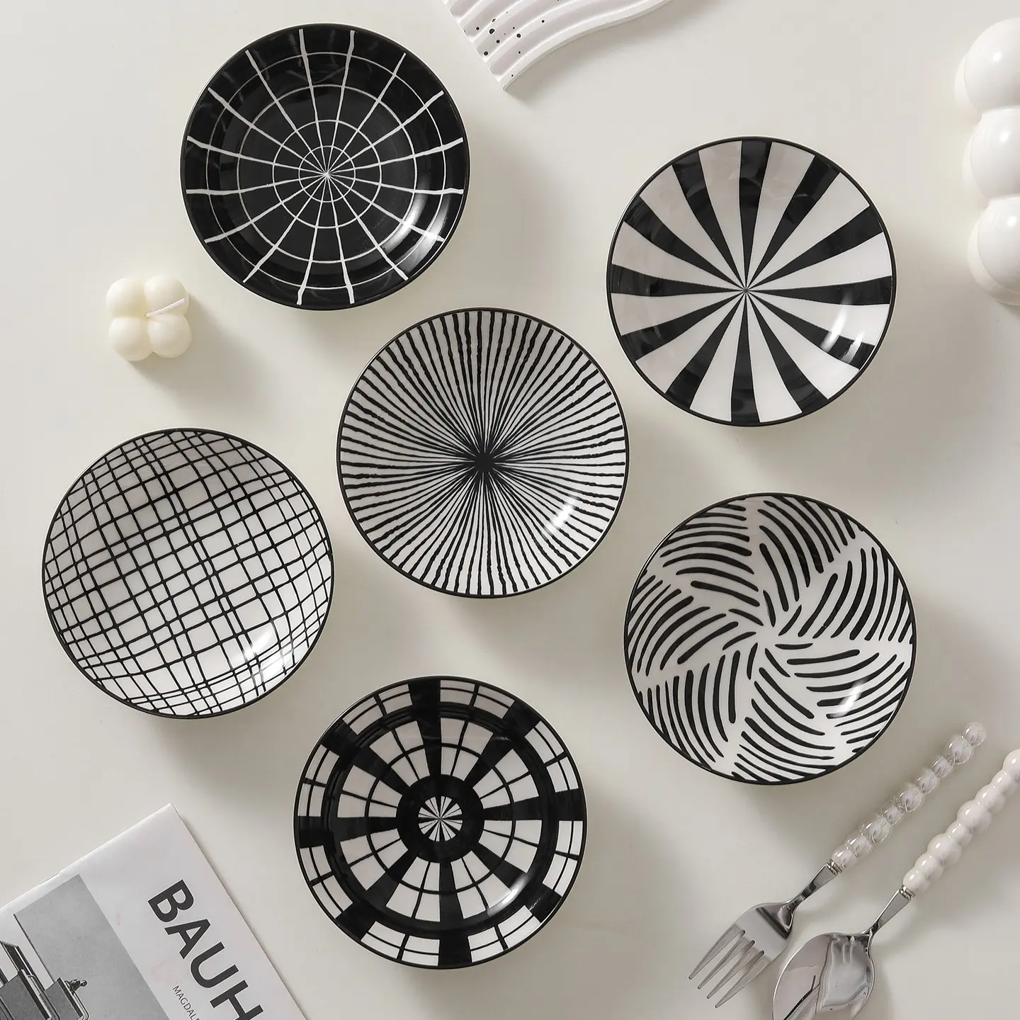 6-Piece Ceramic Appetizer Plates Set, Serving Plates, Food Tableware, Tableware & Design, Microwave Safe, Ideal for Parties & Everyday Use, Durable Kitchenware