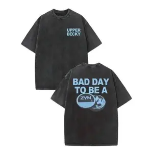 Bad Day To Be A Zyn Graphic Double Sided Print Mens T Shirt Washed Street Style Casual Round Neck Short Sleeve Edgy Summer Top Gift