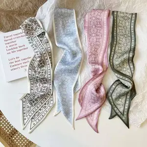 Vintage Paisley Scarf Elegant Small Scarf Versatile Hair Tie Bag Tie Long Ribbon Gift Box Ribbon Polyester 90x7cm Plant Floral Patterns