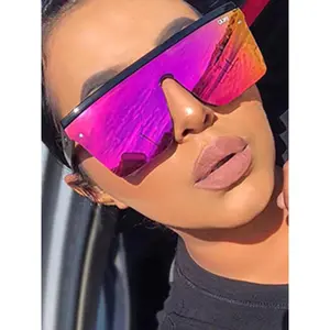 Unisex Street Style Square Large Frame Sunglasses Trendy Vintage Pink Shades for Travel & Outdoor Activities Tinted Lenses Polarized