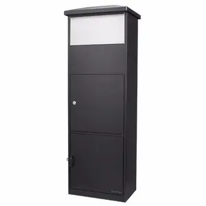 212 MAIN MPB-600 Parcel Mail Box, Stainless Steel Drop Door, Push-Lock, Steel Body, Includes Keys, Large Parcel Capacity, Mount Hardware, Black Package Drop