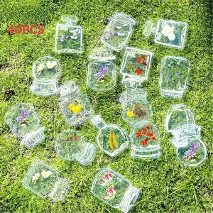 40PCS Random Pattern Clear Dried Flower Bookmarks,DIY Bookmarks, Glassware Personalized Stickers, NaturalFlower Bookmarks, Bookmark Stickers, Bookmark Crafts