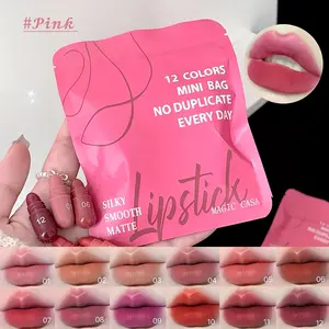 Long-lasting Matte Capsule Lipstick, 12pcs/set Mini Pill Capsules Design Lip Satin, Suitable for Women Daily Use, Portable Lip Makeup Accessories, Lip Gloss Stick