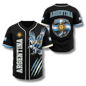 Argentina Eagle Baseball Jersey, Sun of May Button Up Shirt, FootBall Fan Jersey Gift