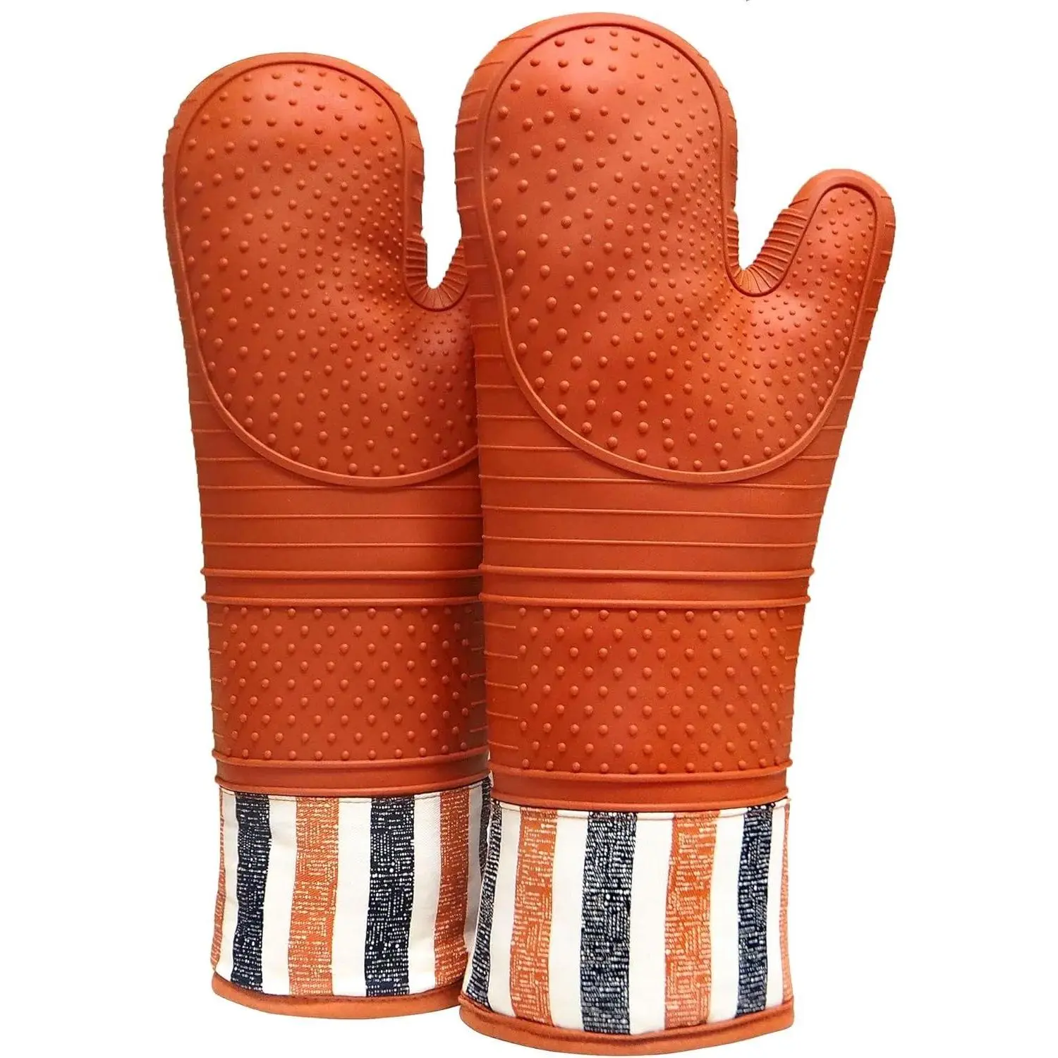 Heat Resistant 550 Degree Oven mitt, Silicone Oven Hot Mitts - 1 Pair, Extra Long Professional Baking Oven Gloves - Food Safe,Pot Holders Cooking,Grilling,Kitchen