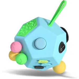BY-062 Fidget Dodecagon –12-Side Fidget Toys Cube Relieves Stress and Anxiety Anti Depression Focus Travel Toy Cube for Children and Adults Stocking Stuffers Gifts Idea (B3 Blue Sky)
