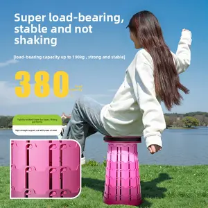 Portable mountain camping supplies telescopic stool multifunctional plastic folding stool