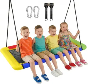 60'' Rectangle Platform Tree Swing for Kids and Adults, Giant Flying Swing with Adjustable Hanging Strap, Waterproof Textilene Fabric Tear & UV Resistant, Swings Set for Backyard Garden Outdoor Play;