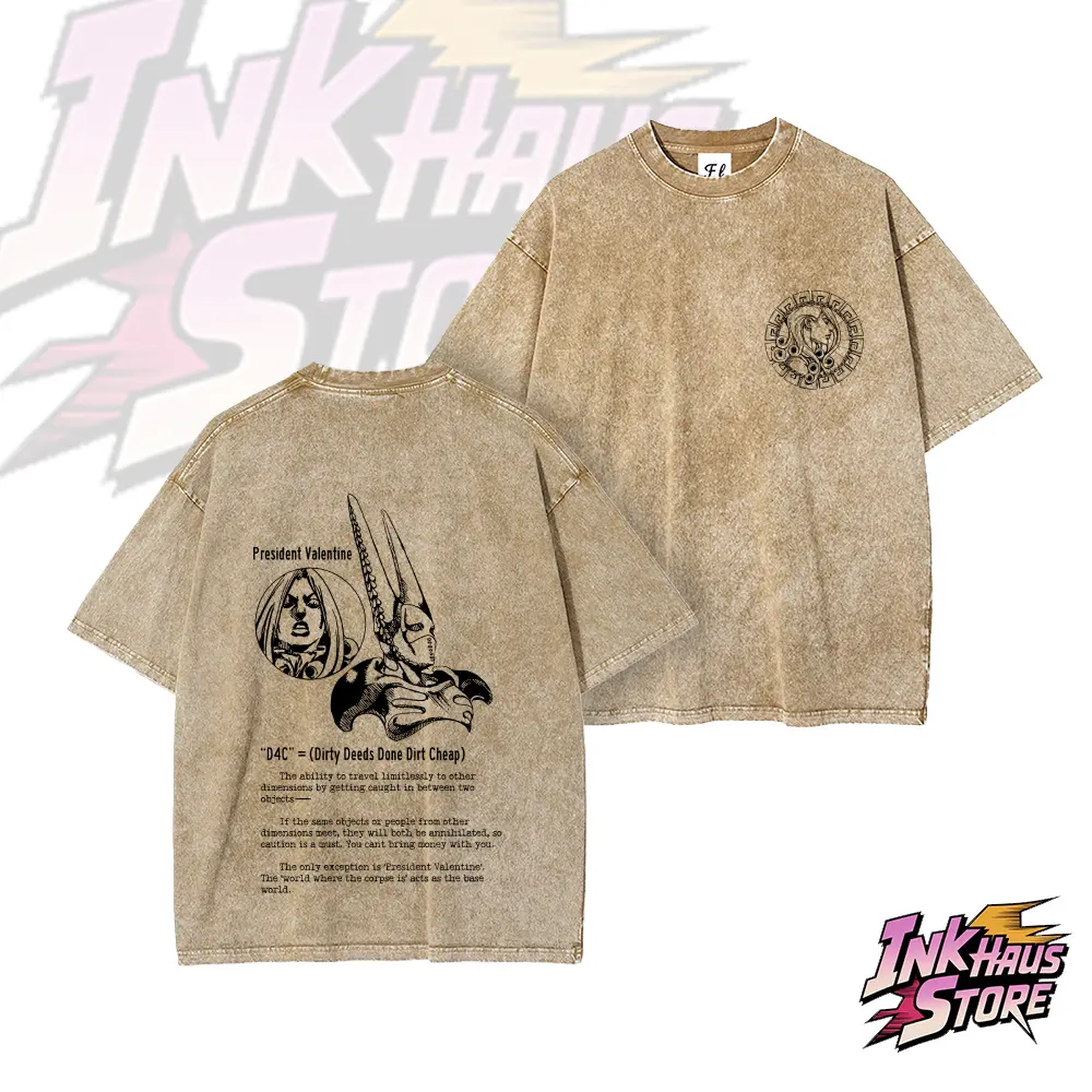 D4C acid wash T-shirt JoJo's Bizarre Adventure SBR The President