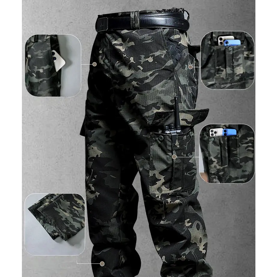 Men's Techwear Cargo Pants, Urban Streetwear Tactical Trousers with Multi-Pockets, Slim Fit Combat Pants for Men, Fashionable Utility Pants for Daily Wear, Hiking, and Outdoor Adventures