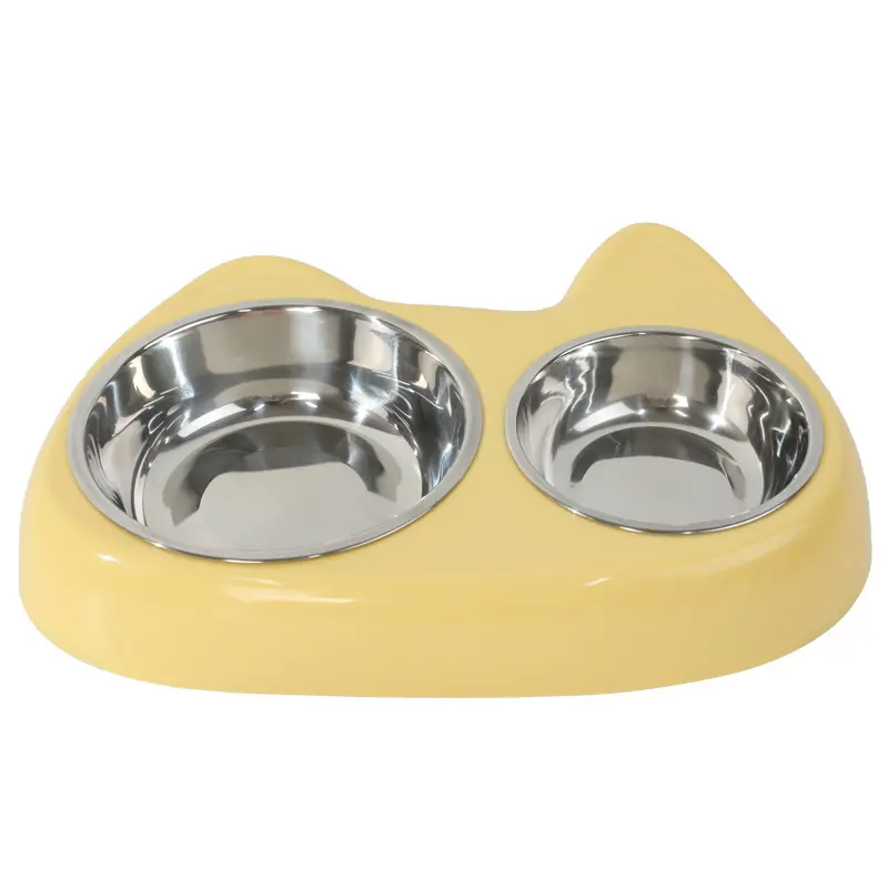 Stainless Steel Double Bowl - Lemon Yellow