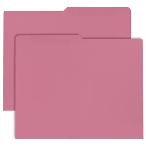 UOFFICE File Folder Letter Size 1/2 Cut Tab 100 Pack Pink