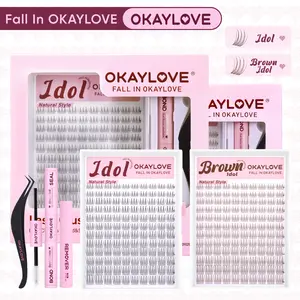 OKAYLOVE Idol | Brown Idol Lash Clusters Kit | D Curl Wispy Lash Extension Kit | Look Like Real Lashes DIY Eyelash at Home for Natural Makeup Girl Gifts #Summervibes