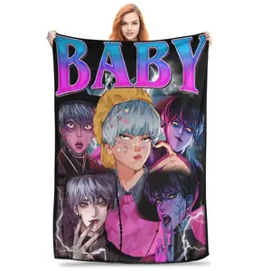 Soft Funny Throw Blanket Saja Boys Baby Flannel,Contemporary Animal Theme All-Season Cozy Knitted Thermo-Regulating Cover,Lightweight Fabric,Perfect For Napping,Christmas Present