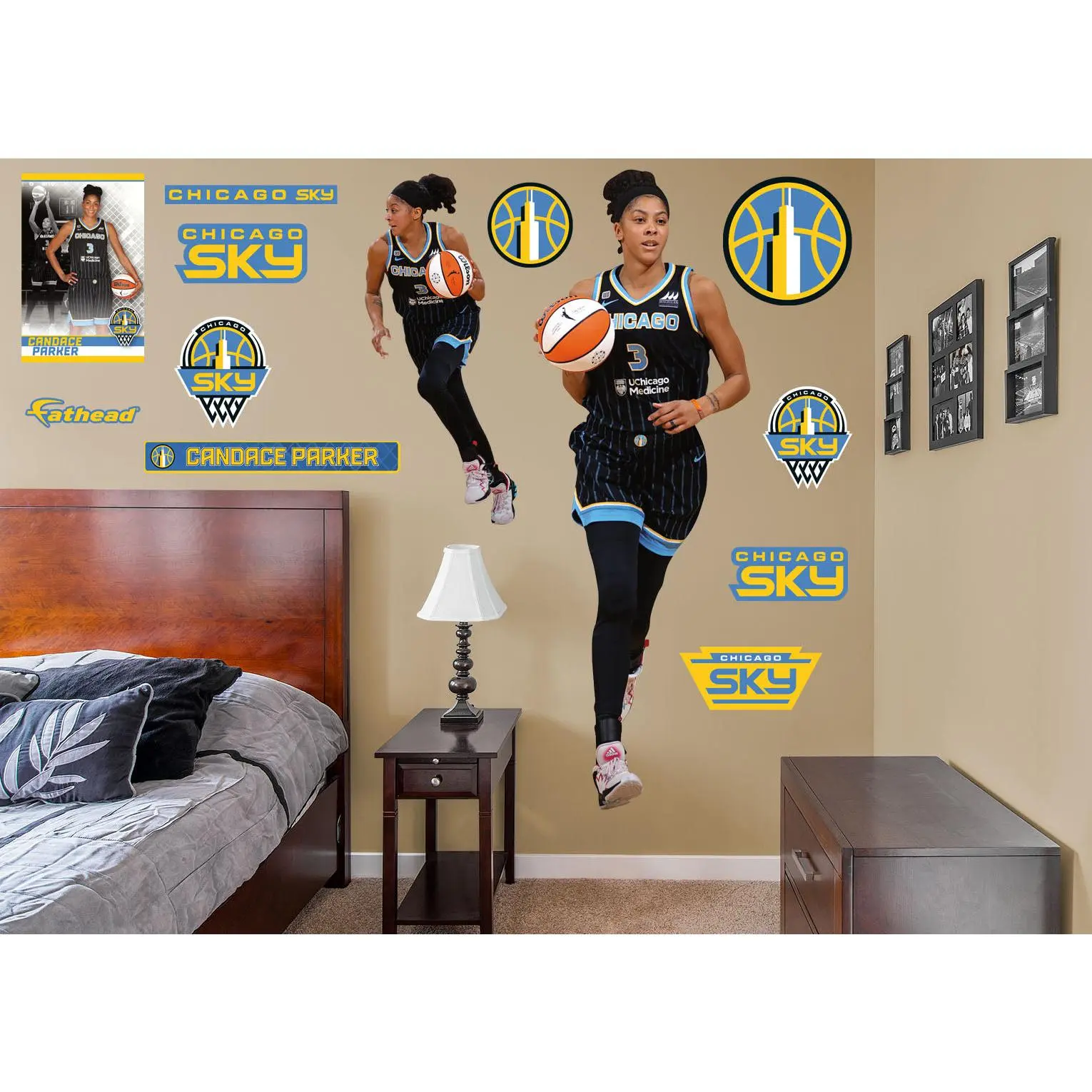 Official WNBA Chicago Sky Candace Parker RealBig Collection Removable Colorful Vinyl Sticker - Reusable Home Wall Decor (Home Supplies)
