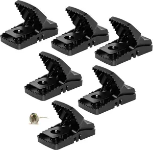 6-Pack Large Full Black Reusable Control Devices Quick Sanitary Safe Solution with Sensitive Trigger for Indoor Outdoor Use Durable Washable ABS Plastic Mechanism Hands-Free Release System