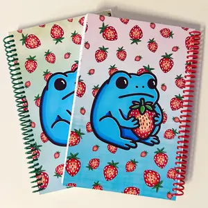Strawberry Frog Spiral Notebook Premium Spiral Notebook Doodle Break Pages Included | Soft Cover Journal for Writing & Creativity 100 Premium Pages & 4 Thick Doodle Pages - Perfect for Kids & College Students -  Ideal Gift for All Ages