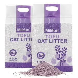 Milifun Tofu Cat Litter Lavender 5.5LB Dust-Free Fast Drying Ultra Absorbent Clumping Pellets Odor Control Natural Pea Fiber 99.9% Dust-Free