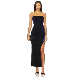 Bardot x REVOLVE Everlasting Velour Midi Dress in Navy