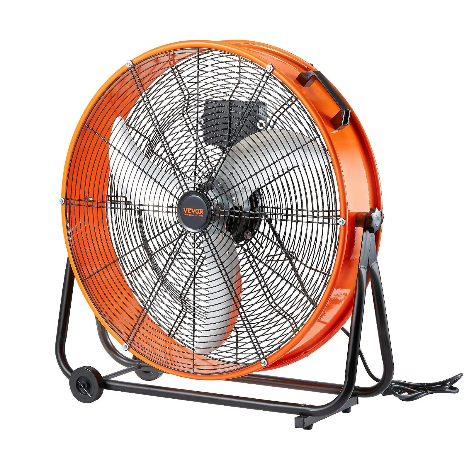 【summerfinds】VEVOR Drum Fan, 24 Inch High Velocity Industrial Shop Fan, Heavy Duty Commercial Use 3-Speed 8600CFM, 360°Adjustable Tilting,0-2h Timer Industrial Floor Fan for Warehouse,Workshop,Factory, Basement,dorm essentials,home essentials