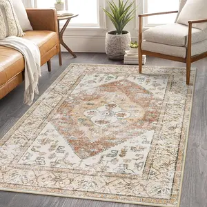 Boho Washable Living Room Are Faux Cashmere Rug Non-Slip Rugs for Bedroom Aesthetic Lightweight Thin Entry Rug Kitchen Rugs Oriental Distressed Print Capet for Office Bathroom Laundry Room