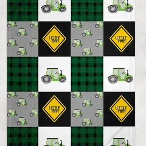 Tractor Farming Boy Blanket - Minky Monogrammed Baby Shower Gift |   All-Season Use
