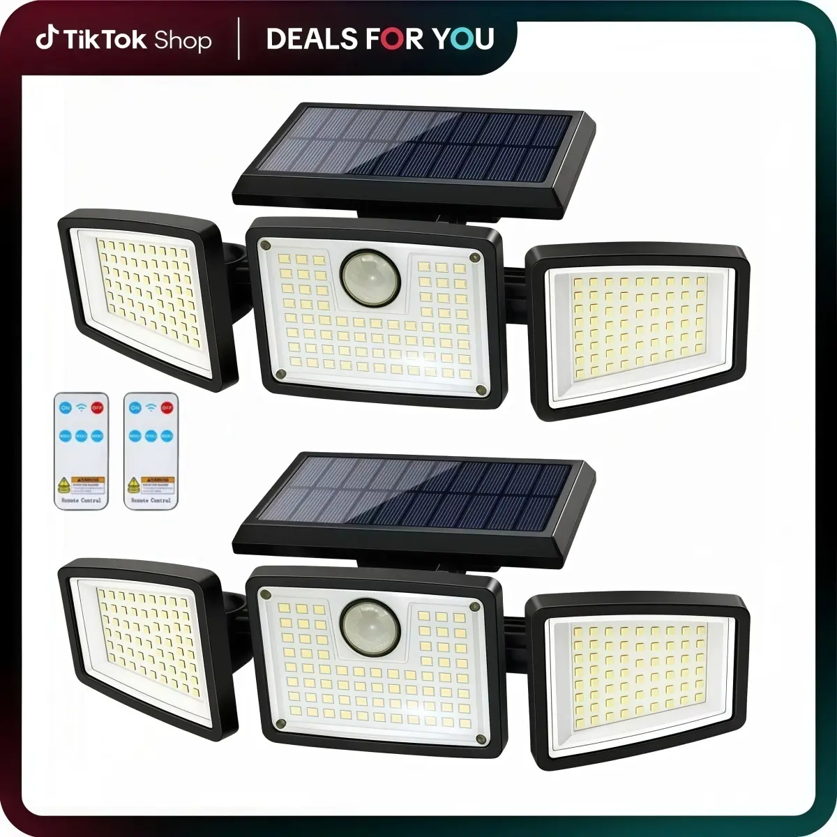 2-Pack 3-Head Solar Outdoor LED Security Lights, 2500LM Motion Sensor Spotlights, 270° Wide-Angle, IP65 Waterproof for Garage, LED Solar Outdoor Fixtures, Led Lights, Solar Outdoor Lights
