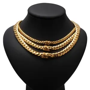 18K Gold Cuban Necklace Brass Men's Whip Chain Necklace Bracelet Short Clavicle Chain European and American JMTB collar  con  crusifijo jewelry  for  woman set  clover caratix  ice  d  out  j  e  suspendant cowboy  bReAnimeChristmas Clavicle Bell Necklace