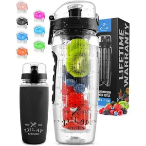 Portable Water Bottle with Fruit Infuser - Reusable Fruit Infuser with lid - Fruit Hydration Drinkware Airtight Tumbler Cup Mug Washable Bottled