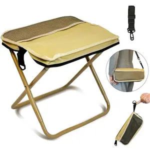 Portable Outdoor Folding Chair with Shoulder Strap, 1.5 lbs ultra light, Max Load Capacity 440lbs, Two side pockets & Velcro storage, For Queuing, Fishing, Hiking Tours, BBQ, Parties, Elderly, Camping equipment, Camping supplies, Camping Chairs