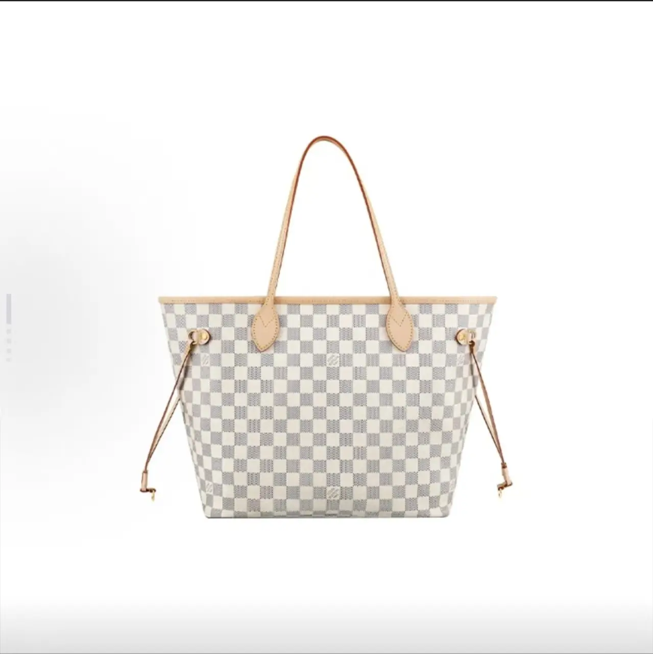 Pre-owned Louis Vuitton White Checkerboard Neverfull MM Tote Bag, Only Main Bag, No Pouch Included