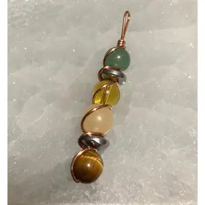Prosperity & Abundance Necklace - Manifesting Success - Attract Wealth - Copper Wire Wrapped Pendant - Citrine - Aventurine - Tigers Eye