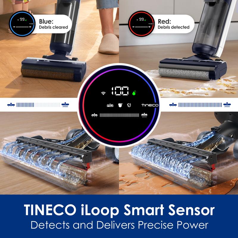 Tineco FLOOR ONE S5 Smart Cordless Wet-Dry Vacuum Cleaner and Mop for Hard Floors, Digital Display, Long Run Time, Great for Sticky Messes and Pet Hair, Space-Saving Design
