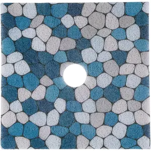 Square Shower Mat Non Slip,Shower Mat with Drain Hole in Middle,Shower Floor Mats for Inside Shower,PVC Loofah Shower Stall Mat,Secure in Shower Mat,Boho Bath Mats for Shower