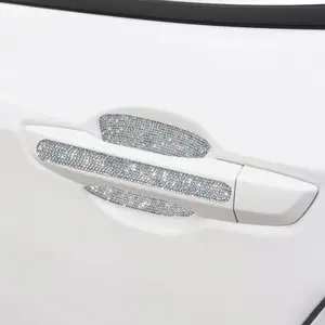 10pcs Car Door Handle Bowl Stickers, Anti-Scratch Protective Film, Sparkling Diamond Body Protection Decals, Exterior Modification Accessories, Decoration