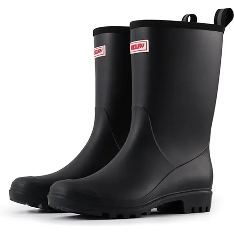 SUREWAY Women's Mid Calf Rain Boots, 8-Inch Matte Waterproof PVC Rubber Gardening Shoes, Comfortable & Lightweight for Outdoor Walking, Easy On/Off