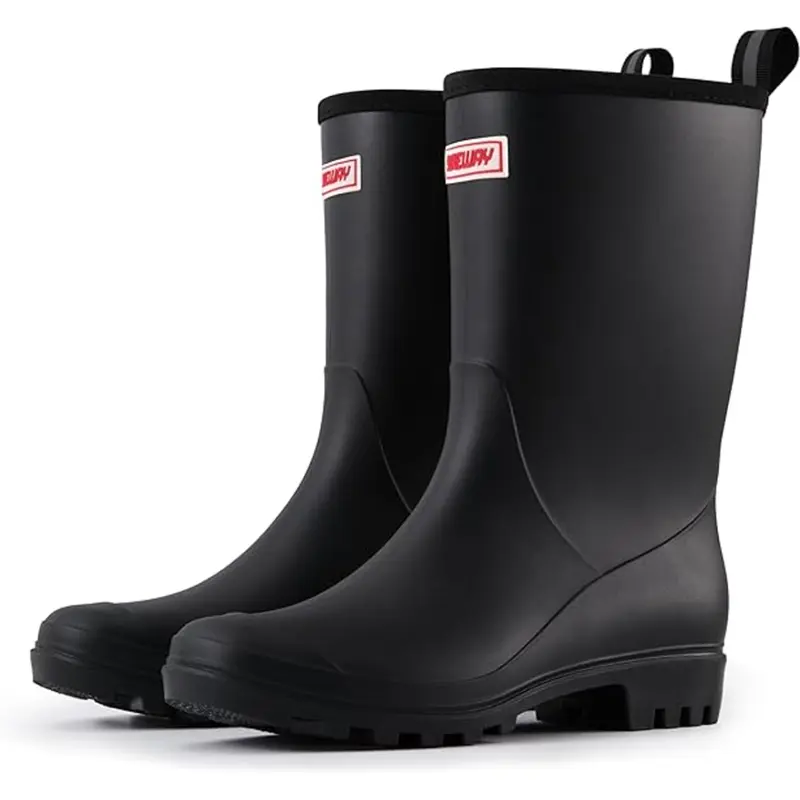 SUREWAY Women's Mid Calf Rain Boots, 8-Inch Matte Waterproof PVC Rubber Gardening Shoes, Comfortable & Lightweight for Outdoor Walking, Easy On/Off