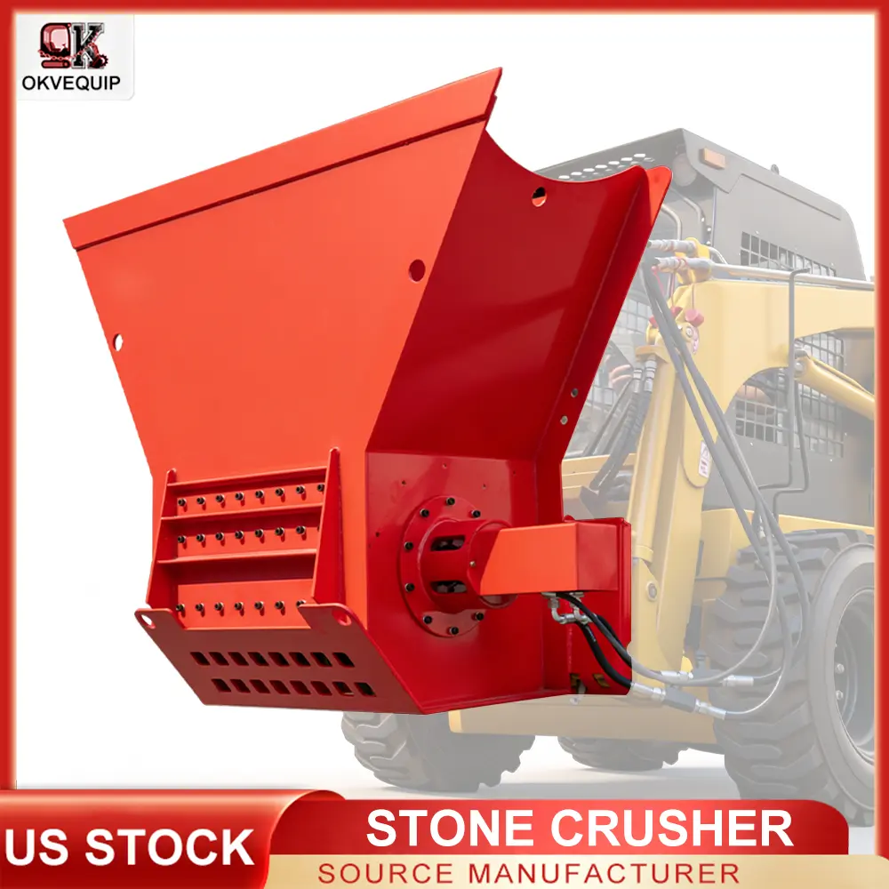 Stone Crusher, Skid Steer Loader Attachment, Crushing Stone, Rocks-Suitable For Construction Projects, Landscaping, Farms, And Gardens.