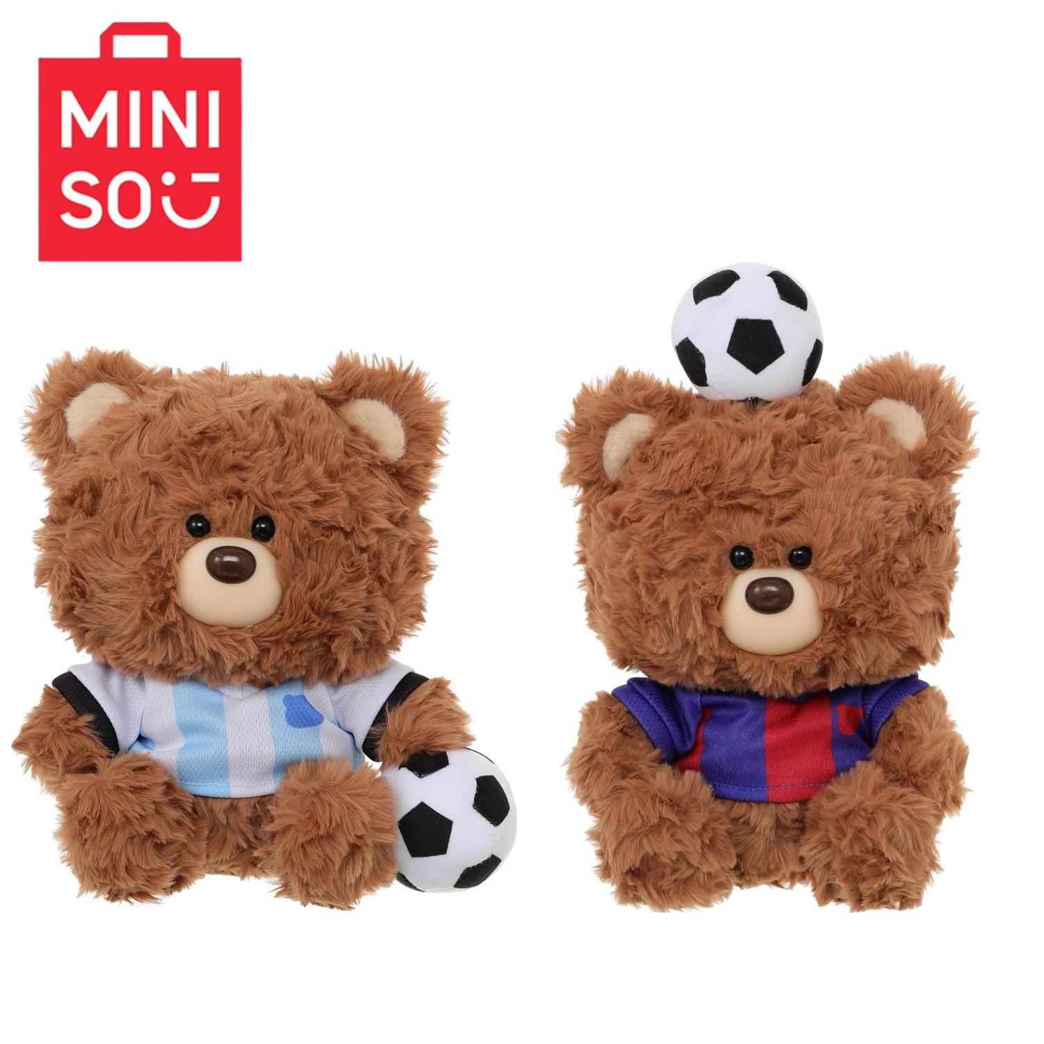 MINISO Giftford Bear Guardian Series Soccer Sitting Plush Toy, Soft Cuddly Stuffed Bear Doll in Football Outfit, Cute Collectible Gift for Kids Fans Birthday, Back To School