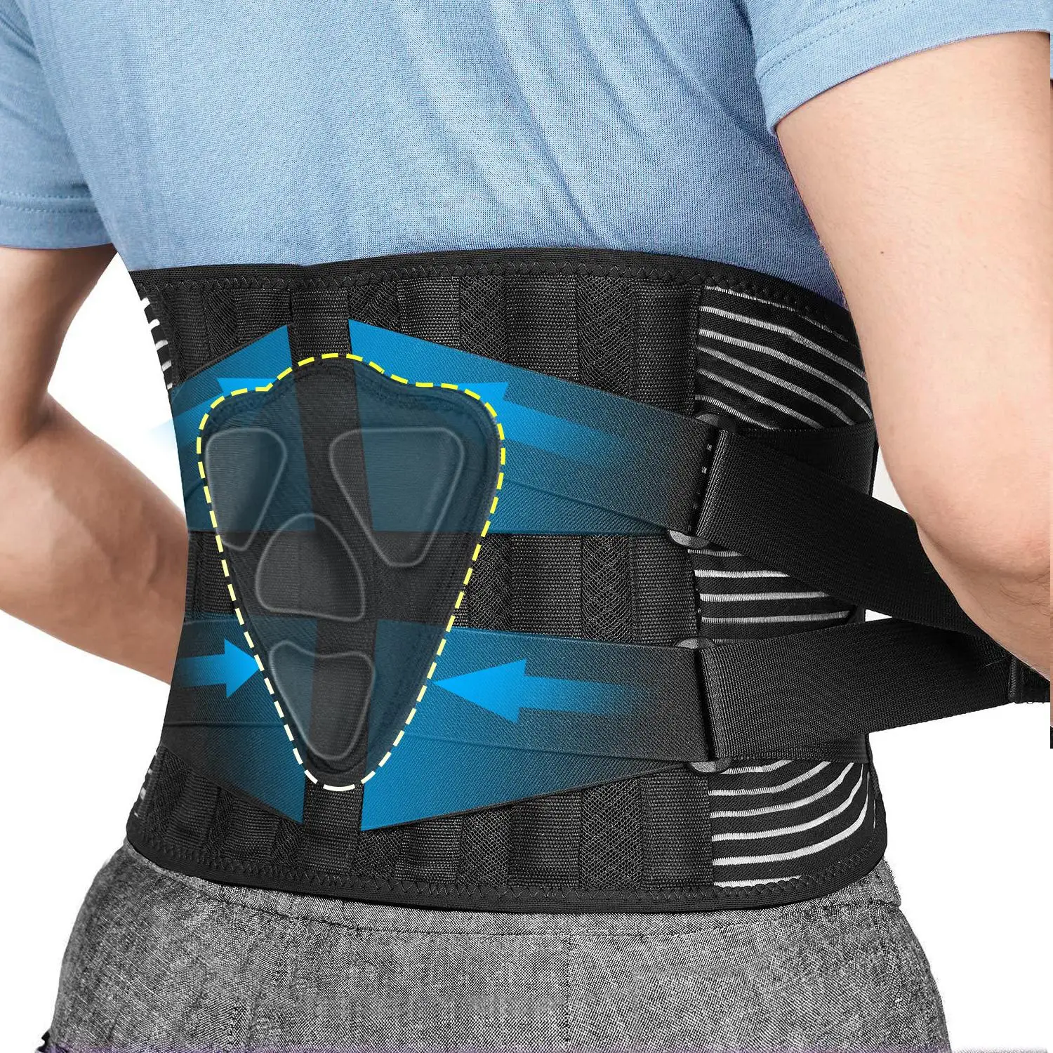 Waist Support Belt, Soft Breathable Adjustable Waist Trainer Back Support Belt, Sports Waist Support for Running Jogging Cycling Gym Fitness