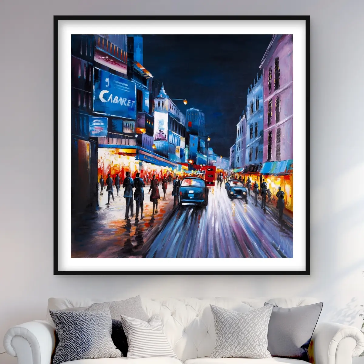 212 MAIN Artistic Matted Framed Gallery Wall Art Print - 48x48in Rich Colors Cabaret Evening Scene, Easy-Install Ready-to-Hang Home Decor, Ideal for Living Rooms, Thoughtful Gift