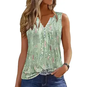 Tops for Women 2026 Summer Top Pleated Shirts Dressy Casual Loose Fit Button Down Sleeveless Tshirt Blouse