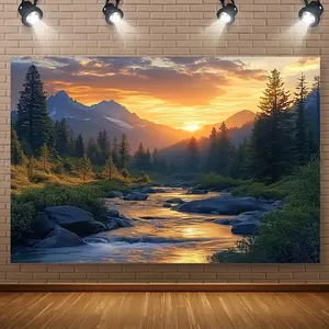 1pc 2D Flat [ Rocky Mountain Tapestry] Durable Polyester Rocky Mountain Scenery Tapestry | Wall Hanging for Indoor Decor, Universal Holiday Tapestry for Room and Garden, Family Party Celebration Accessory