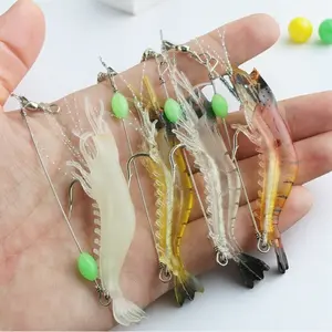 Glow-in-The-Dark Silicone Soft Shrimp Lure with Anti-Tangle Treble Hook - Eco-Friendly, Saltwater & Freshwater Universal for Bass, Trout, Snapper Fishing Lure