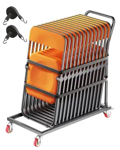 Folding Chair Rack Cart For 25 Chairs Up To 300 Lbs Total Capacity, L-Shape Vertical Design For Efficient Storage And Transport, Heavy-Duty Steel Frame With Casters, Ideal For Warehouses, Event Venues, Banquets, Cafeterias