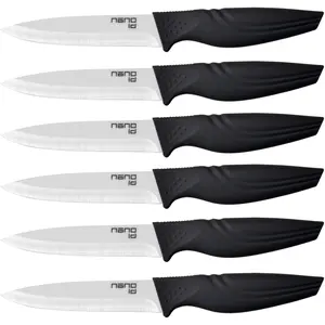 Steak Knives set of 6, Nano ID Ceramic Stake Knife Sharp Ceramic Knife Perfect Festival Present (black)