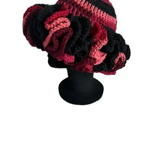 Ruby Red Crochet Ruffle Hat