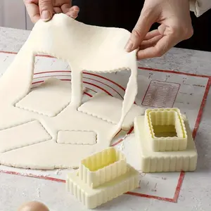 3pcs/set Rectangular Cookie Cutters Set - Double-Sided, Non-Stick, Easy-Release, BPA-Free Plastic Pastry Cutters for Baking, Decorating, and Molding - Essential Kitchen Accessories for Home Bakers